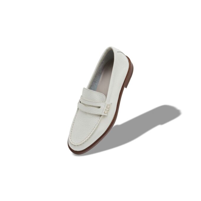 PERRY White Calf Leather Penny Loafers