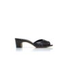 PIRUABAR Black Nappa Leather Ruched Open Toe Mules