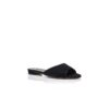 PIRUAFLAT Black Suede Ruched Detail Flat Sandals