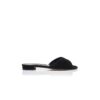 PIRUAFLAT Black Suede Ruched Detail Flat Sandals