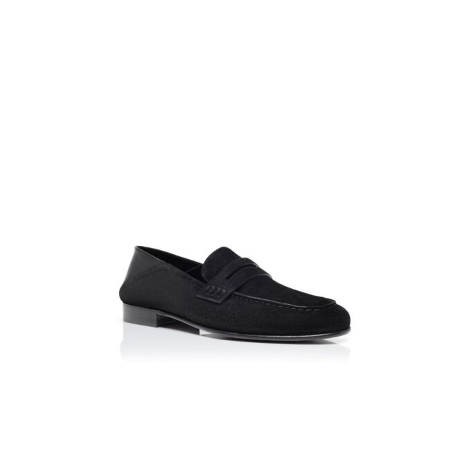 PLYMOUTH Black Suede Penny Loafers