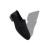 PLYMOUTH Black Suede Penny Loafers