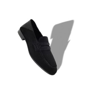 PLYMOUTH Black Suede Penny Loafers