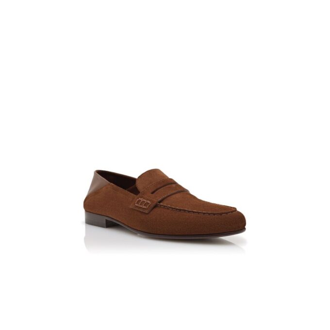 PLYMOUTH Brown Suede Penny Loafers