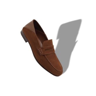 PLYMOUTH Brown Suede Penny Loafers