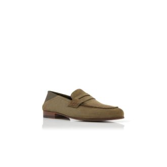 PLYMOUTH Khaki Suede Penny Loafers