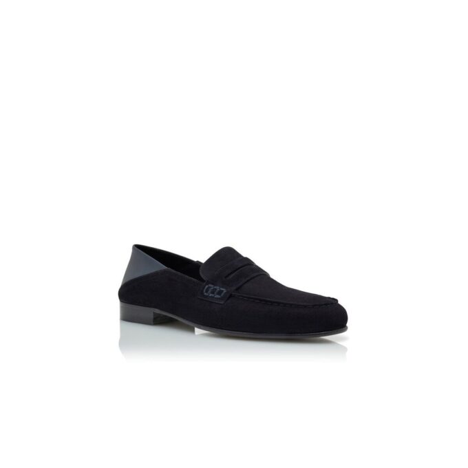 PLYMOUTH Navy Blue Suede Penny Loafers