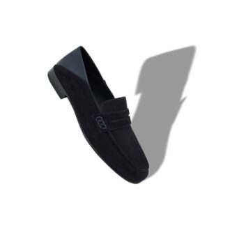 PLYMOUTH Navy Blue Suede Penny Loafers