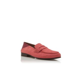 PLYMOUTH Pink Suede Penny Loafers