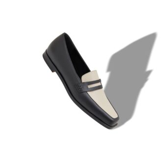 POLONOFF Black and Cream Calf Leather Loafers