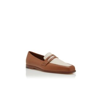 POLONOFF Brown and Cream Calf Leather Loafers