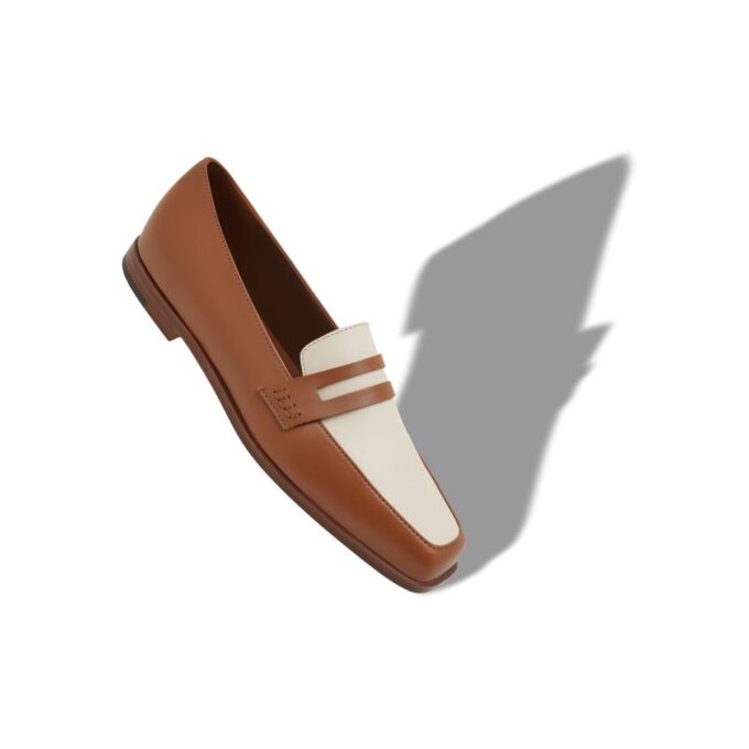 POLONOFF Brown and Cream Calf Leather Loafers
