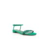 QUATTRO Green Suede Ankle Strap Flat Sandals