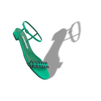 QUATTRO Green Suede Ankle Strap Flat Sandals