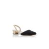 RAFFRO Cream and Black Raffia Slingback Pumps