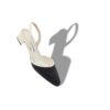RAFFRO Cream and Black Raffia Slingback Pumps