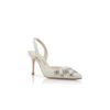 RALYNE Cream Crepe de Chine Slingback Pumps