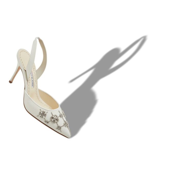 RALYNE Cream Crepe de Chine Slingback Pumps