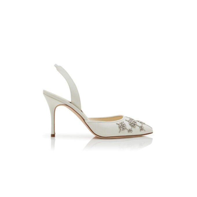RALYNE Cream Crepe de Chine Slingback Pumps