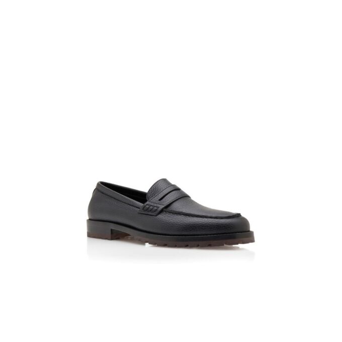 RANDY Black Calf Leather Penny Loafers