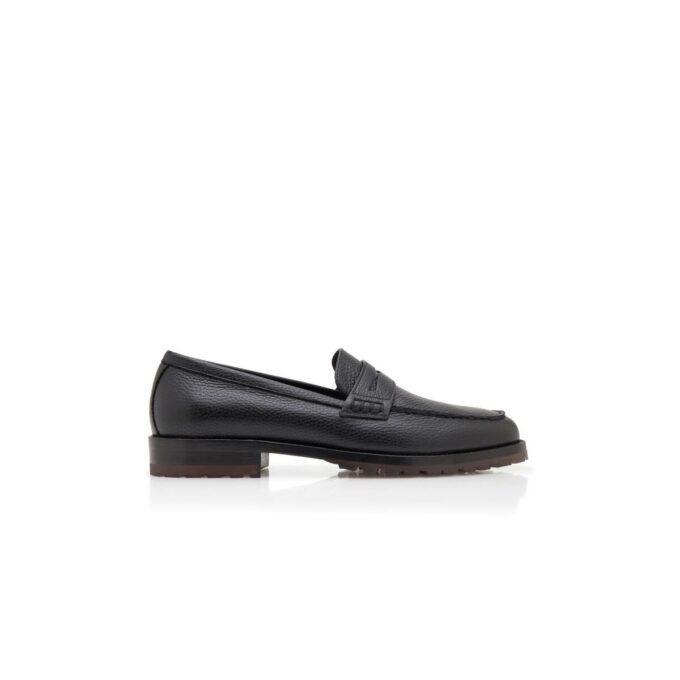 RANDY Black Calf Leather Penny Loafers