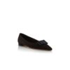 READORFLAT Black Suede Bow Detail Ballerina Flats