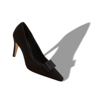 READORHI Black Suede Bow Detail Pumps