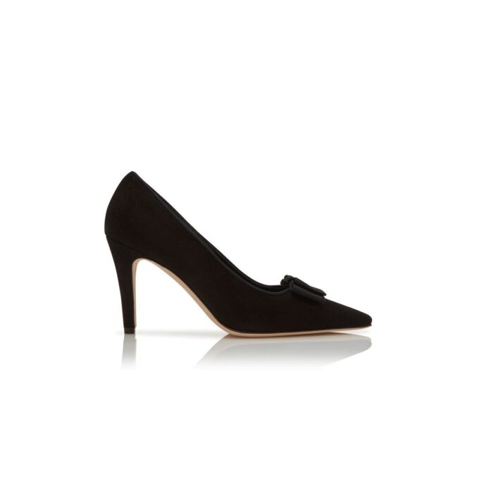 READORHI Black Suede Bow Detail Pumps