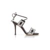 RENTI Dark Brown and White Nappa Leather Ankle Strap Sandals