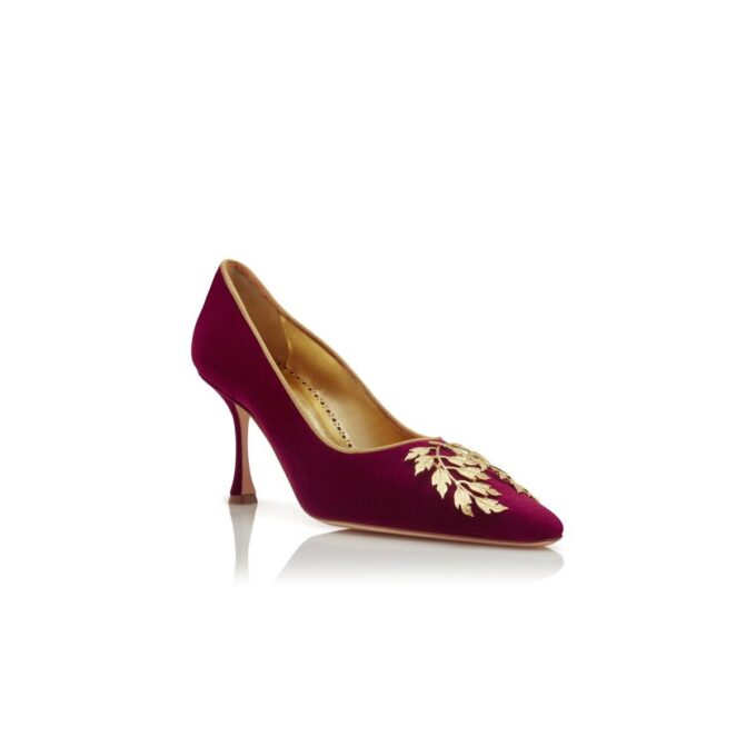 REVA Dark Red Velvet Embellished Pumps