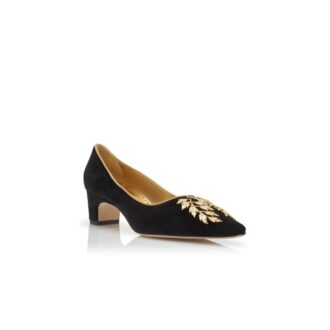REVALO Black Velvet Embellished Pumps