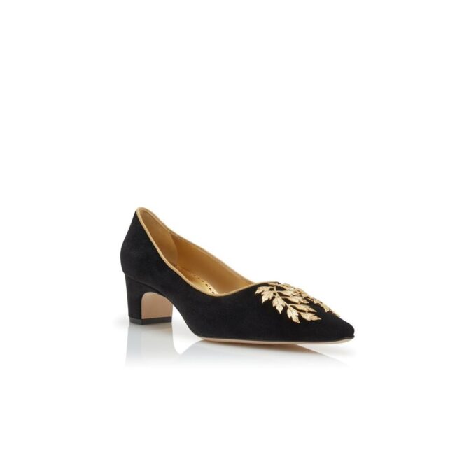 REVALO Black Velvet Embellished Pumps