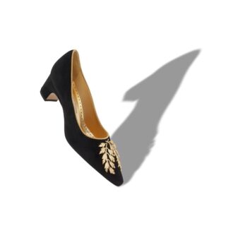 REVALO Black Velvet Embellished Pumps