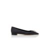 RONCONAFLAT Black Satin Crystal Embellished Flat Pumps