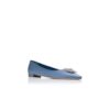 RONCONAFLAT Blue Satin Crystal Embellished Flat Pumps