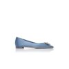 RONCONAFLAT Blue Satin Crystal Embellished Flat Pumps