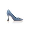 RONCONANU Blue Satin Crystal Embellished Pumps