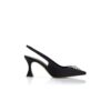 RONCONASLI Black Satin Crystal Embellished Slingback Pumps