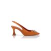 RONCONASLI Orange Satin Crystal Embellished Slingback Pumps