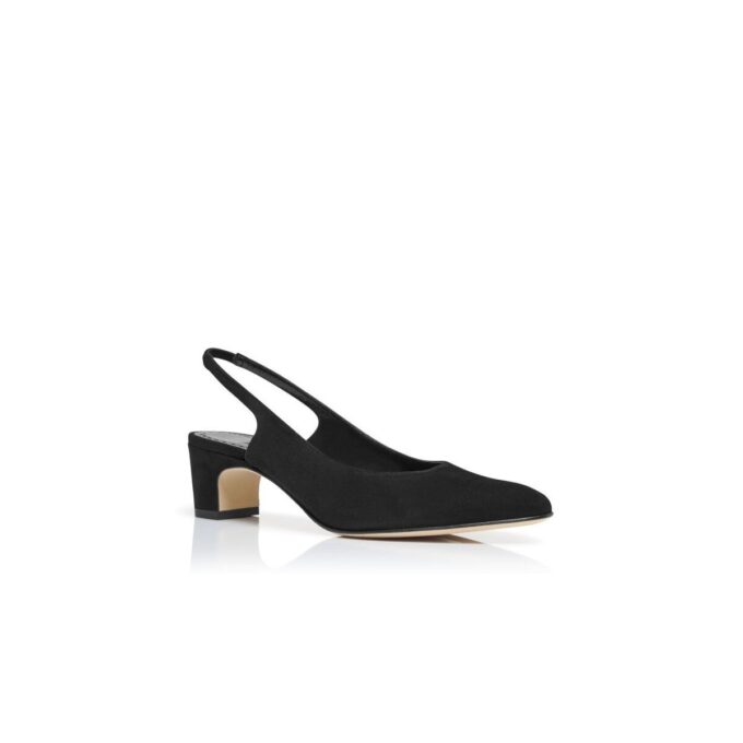 SAWRASO Black Suede Slingback Pumps
