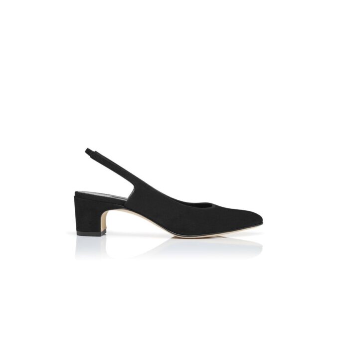 SAWRASO Black Suede Slingback Pumps