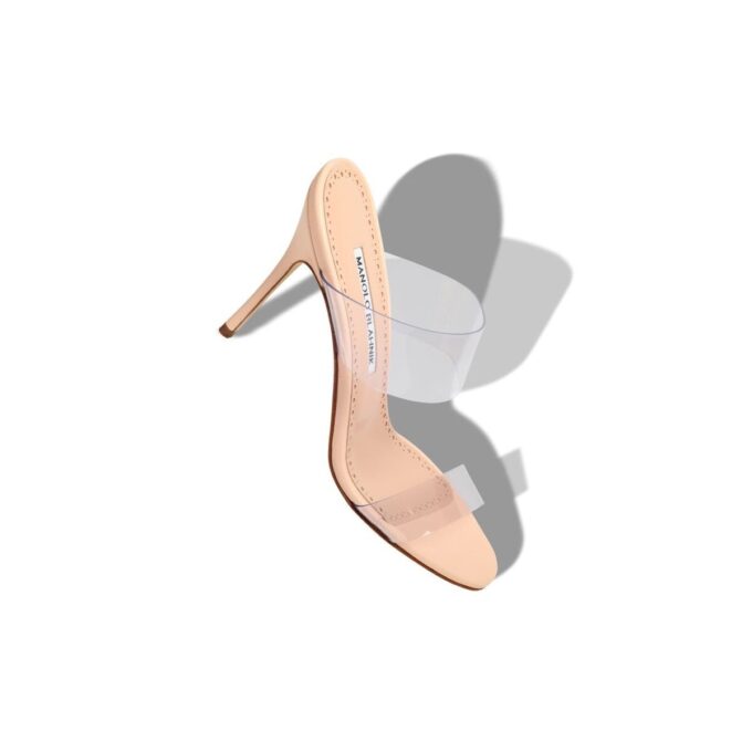 SCOLTO Light Beige PVC Open Toe Mules