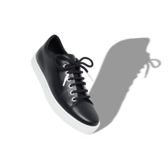 SEMANADA Black Calf Leather Lace-Up Sneakers