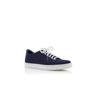 SEMANADA Navy Blue Suede Lace-Up Sneakers