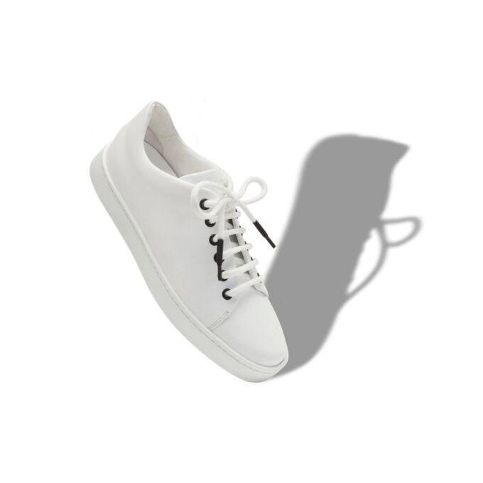 SEMANADA White Calf Leather Low Cut Sneakers