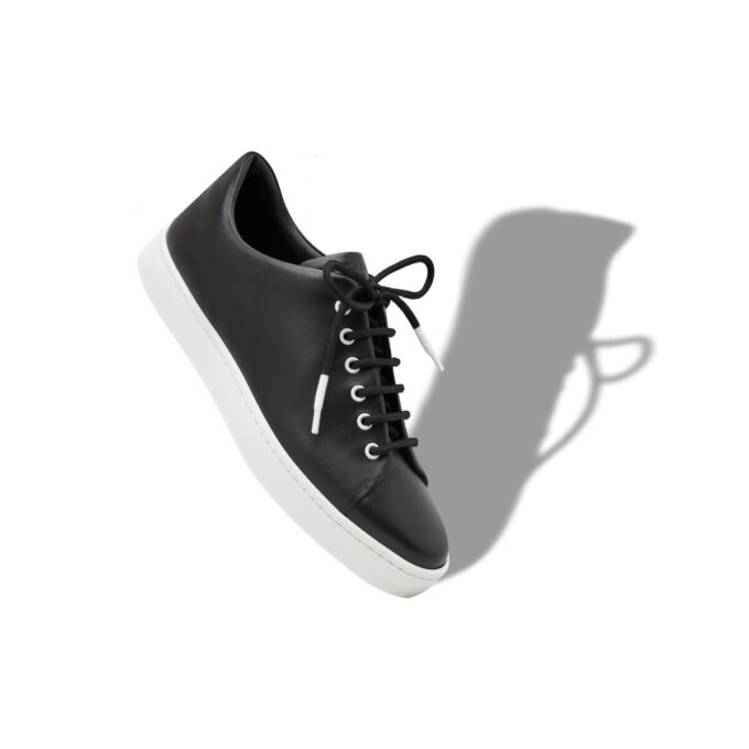 SEMANADO Black Calf Leather Low Cut Sneakers