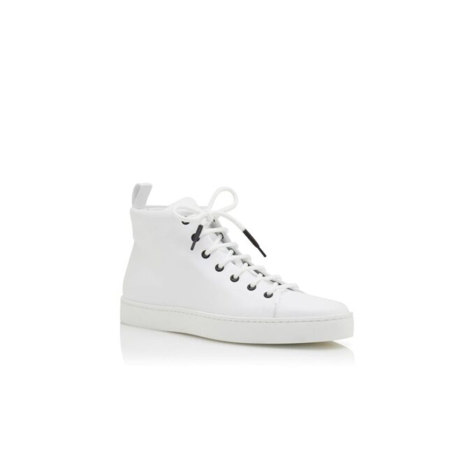 SEMANADOHI White Calf Leather Lace Up Sneakers