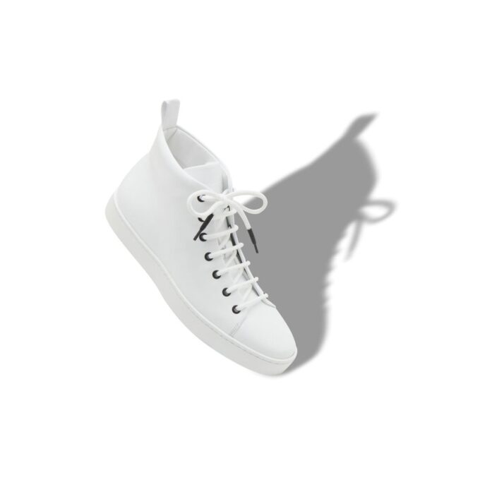 SEMANADOHI White Calf Leather Lace Up Sneakers