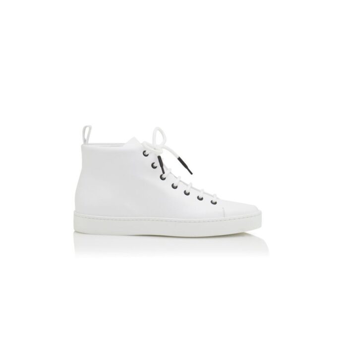 SEMANADOHI White Calf Leather Lace Up Sneakers
