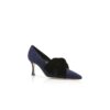 SERBA Navy Blue Suede and Velvet Bow Detail Pumps